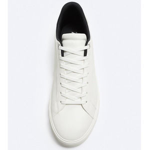 Zara Lace Up Basic Sneakers Shoes White Mens Size 40 Low Top Flat Heel Round Toe